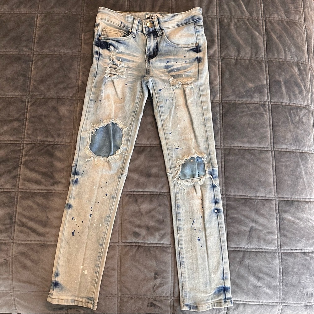 Rock Salt Stylish Distressed Blue Jeans for  Kids Size 8